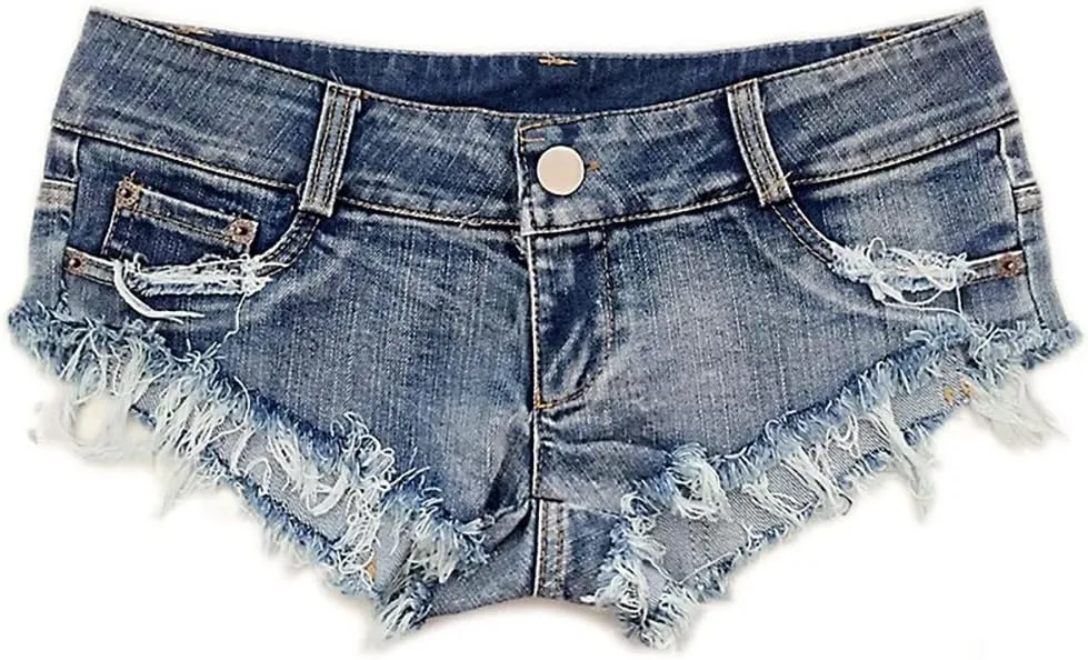 LUOBANIU Womens Fashion Sexy Low Waist Denim Jeans Shorts Mini Hot Pants Jeans Booty Ripped Jeans Beach Party Clubwear