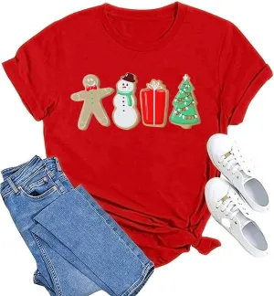 MAIHUN Merry Christmas Shirts for Women Leopard Plaid Christmas Trees Shirt Xmas Holiday Tee Tops