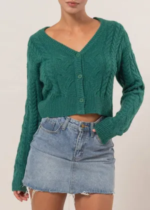 Marie Cable Knit Cropped Cardigan