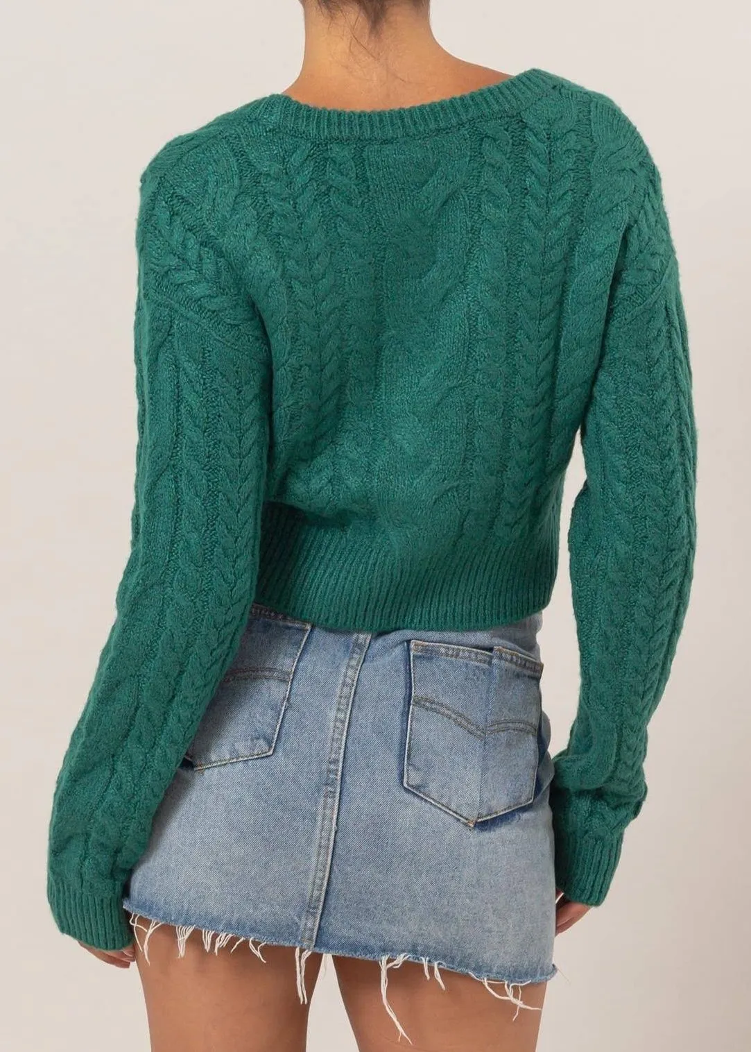 Marie Cable Knit Cropped Cardigan