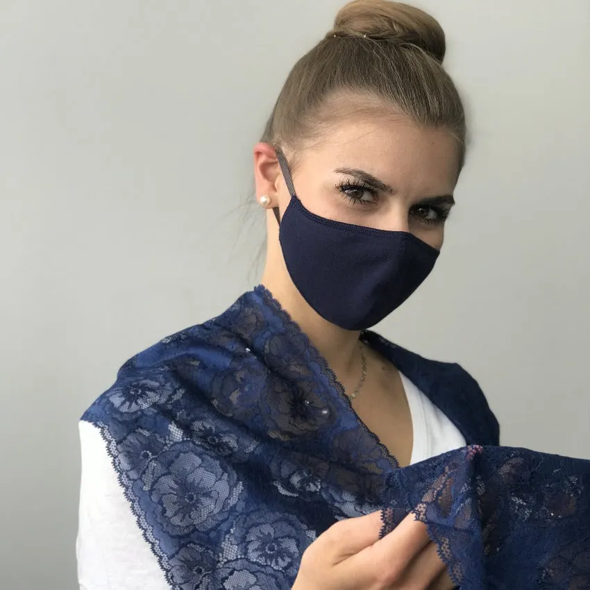 Mask | Oval Slim | Dark Blue | 2-Layers | Comfy Cotton