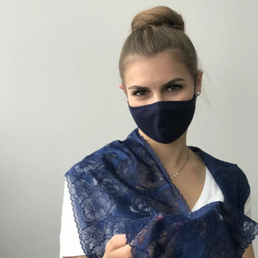 Mask | Oval Slim | Dark Blue | 2-Layers | Comfy Cotton