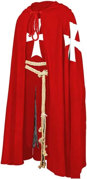 Medieval Crusader Knight Warrior Tunic & Cloak Hospitaller Costume Cross LARP Viking Surcoat Cosplay|Halloween Fairs
