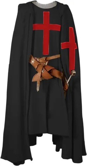 Medieval Halloween Knight Crusader Cloak Templar Surcoat Hooded Cap Warrior Outfit Reenactment SCA(S-6XL)