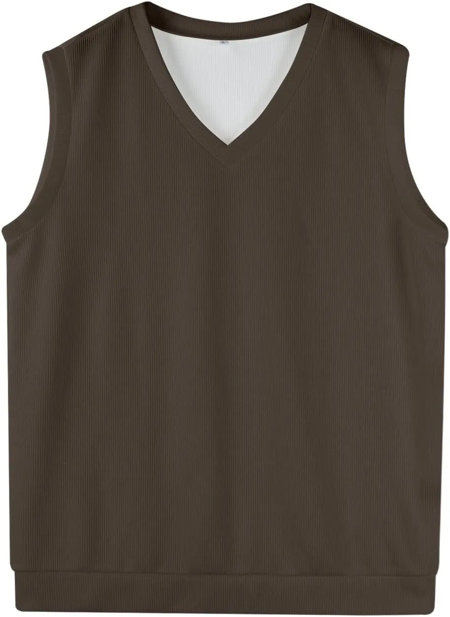 Men Vest Sleeveless 2025 Lightweight Vest Sweater Business Work V Neck Solid Pullover Relaxed Fit Knitted Tops