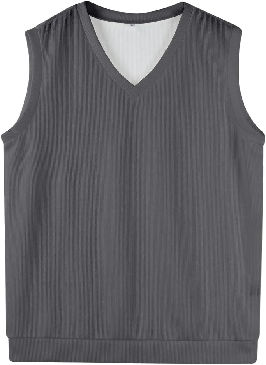 Men Vest Sleeveless 2025 Lightweight Vest Sweater Business Work V Neck Solid Pullover Relaxed Fit Knitted Tops