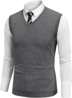 Men Vest Sleeveless 2025 Lightweight Vest Sweater Business Work V Neck Solid Pullover Relaxed Fit Knitted Tops