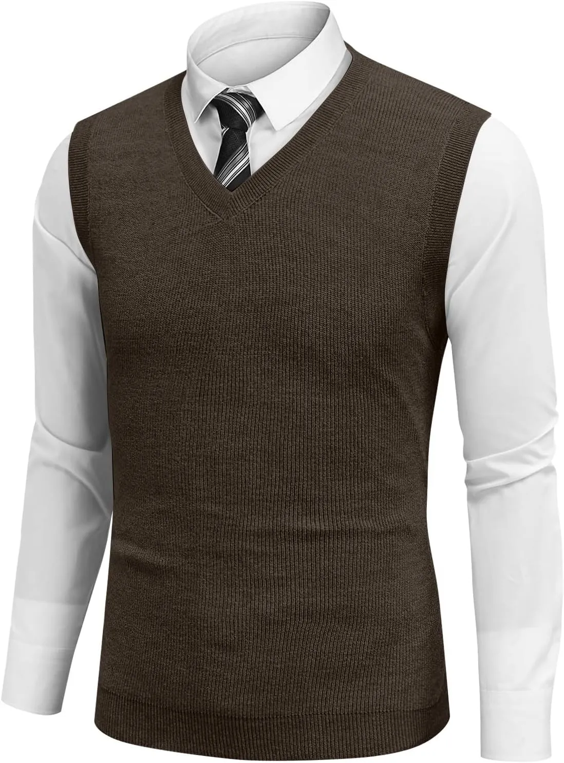 Men Vest Sleeveless 2025 Lightweight Vest Sweater Business Work V Neck Solid Pullover Relaxed Fit Knitted Tops