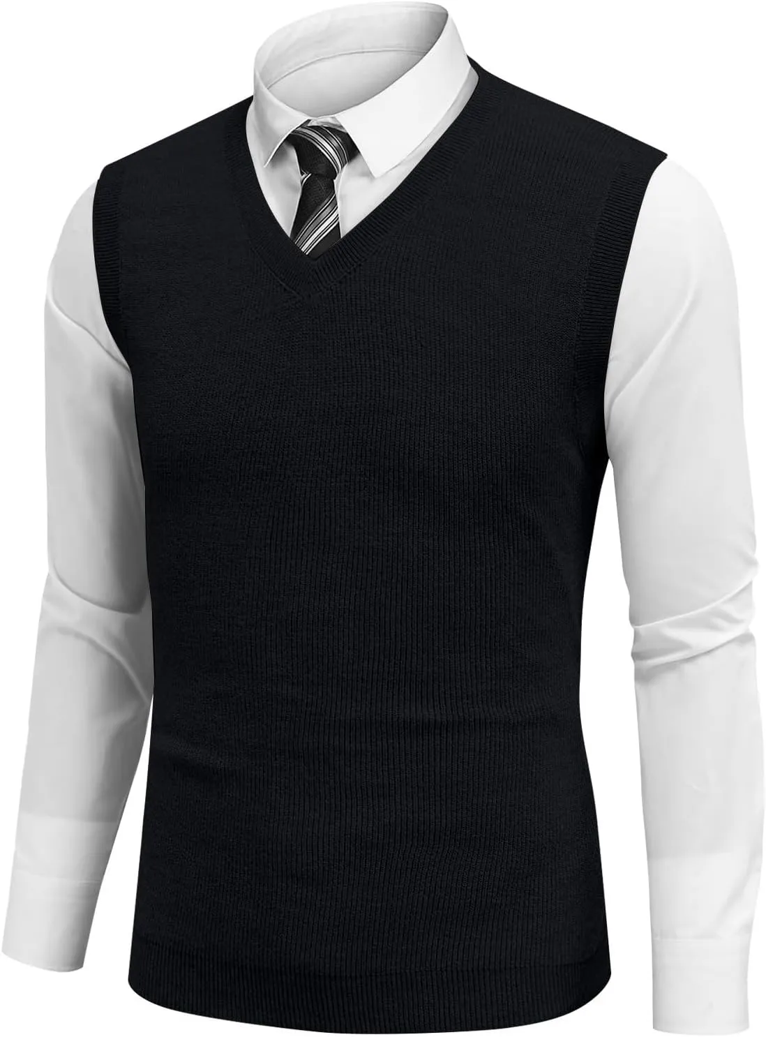 Men Vest Sleeveless 2025 Lightweight Vest Sweater Business Work V Neck Solid Pullover Relaxed Fit Knitted Tops