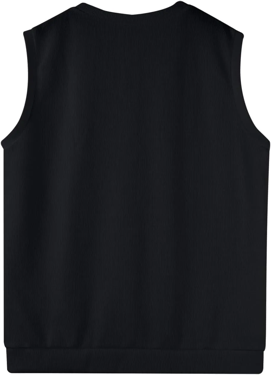 Men Vest Sleeveless 2025 Lightweight Vest Sweater Business Work V Neck Solid Pullover Relaxed Fit Knitted Tops