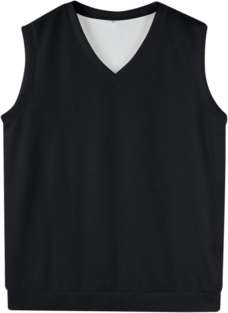 Men Vest Sleeveless 2025 Lightweight Vest Sweater Business Work V Neck Solid Pullover Relaxed Fit Knitted Tops