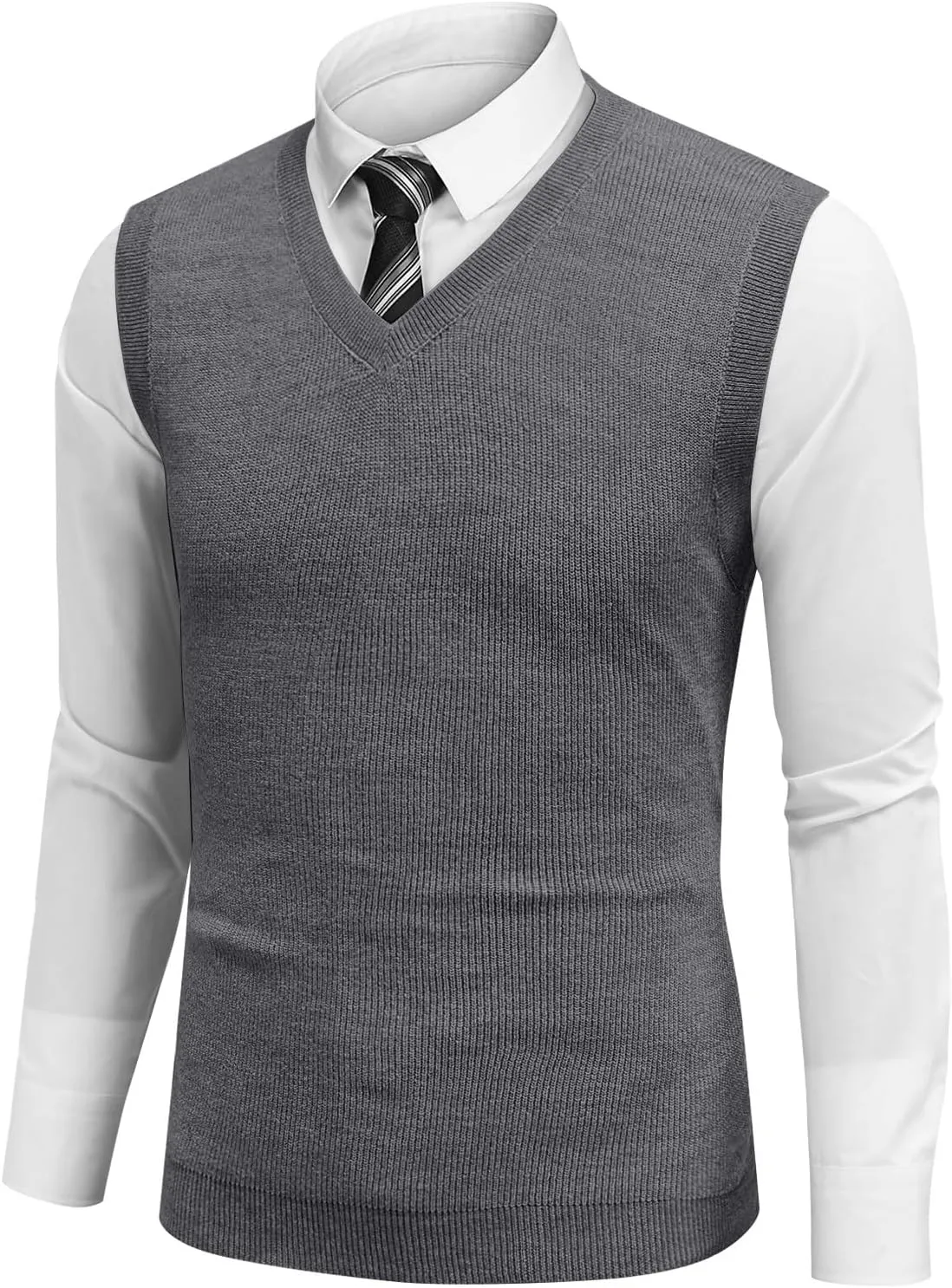 Men Vest Sleeveless 2025 Lightweight Vest Sweater Business Work V Neck Solid Pullover Relaxed Fit Knitted Tops