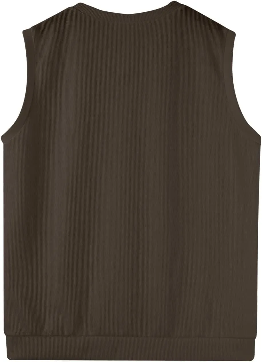 Men Vest Sleeveless 2025 Lightweight Vest Sweater Business Work V Neck Solid Pullover Relaxed Fit Knitted Tops