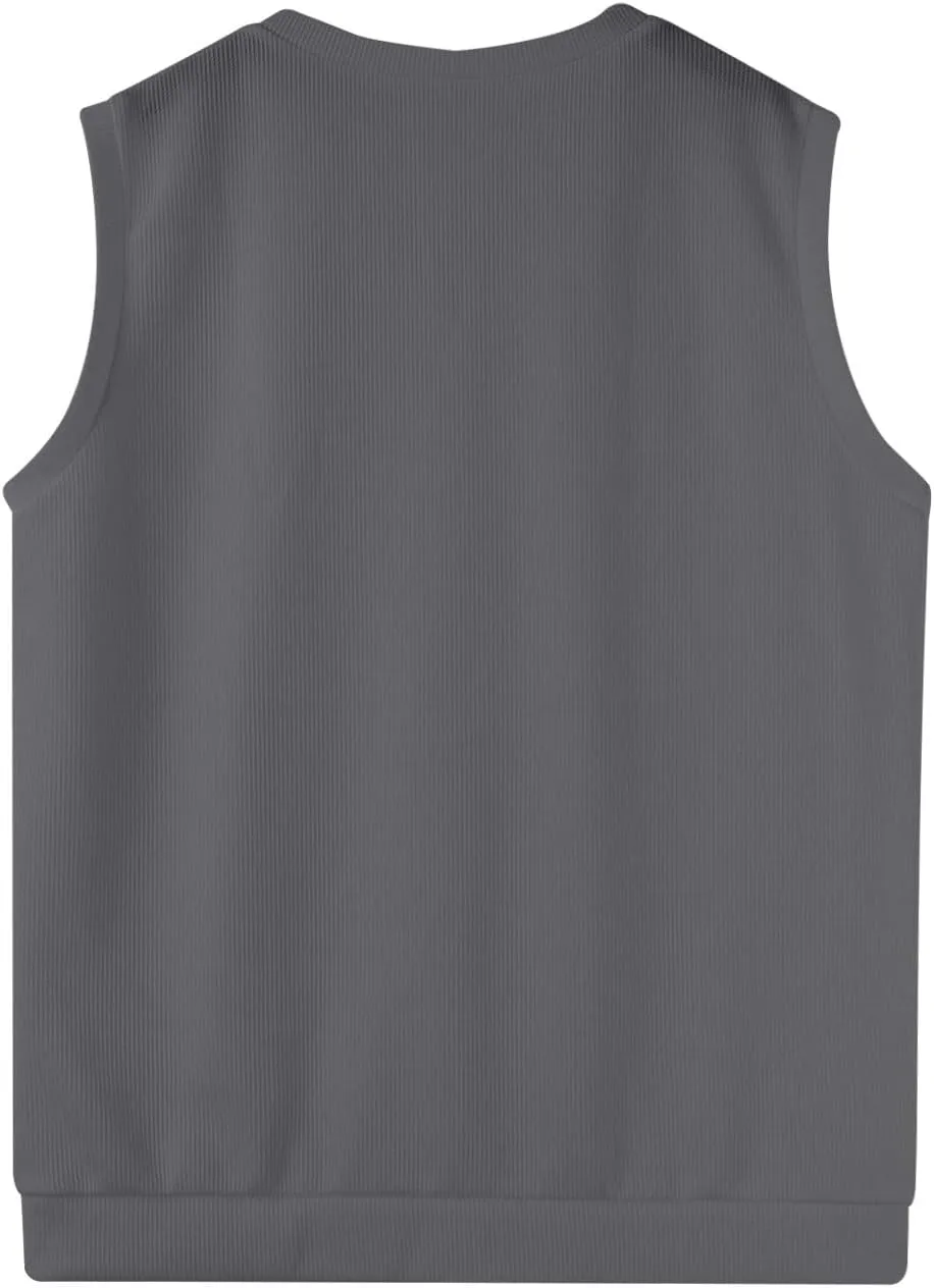 Men Vest Sleeveless 2025 Lightweight Vest Sweater Business Work V Neck Solid Pullover Relaxed Fit Knitted Tops