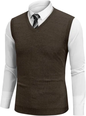 Men Vest Sleeveless 2025 Lightweight Vest Sweater Business Work V Neck Solid Pullover Relaxed Fit Knitted Tops
