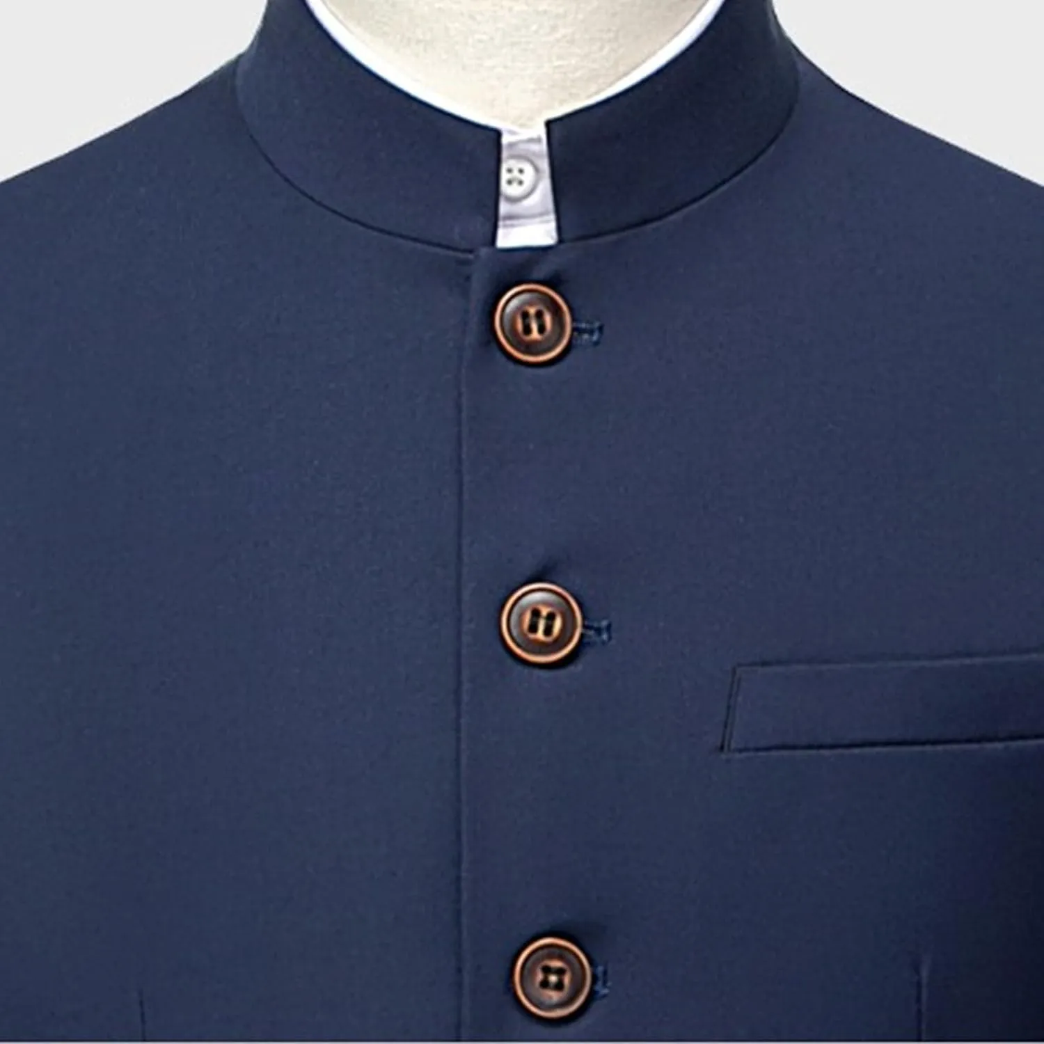 Men's 2 Pieces Chinese Tunic Suit Set Mandarin Collar Blazer Jacket Pants Sets Slim Fit Stand Collar Uniform Dress