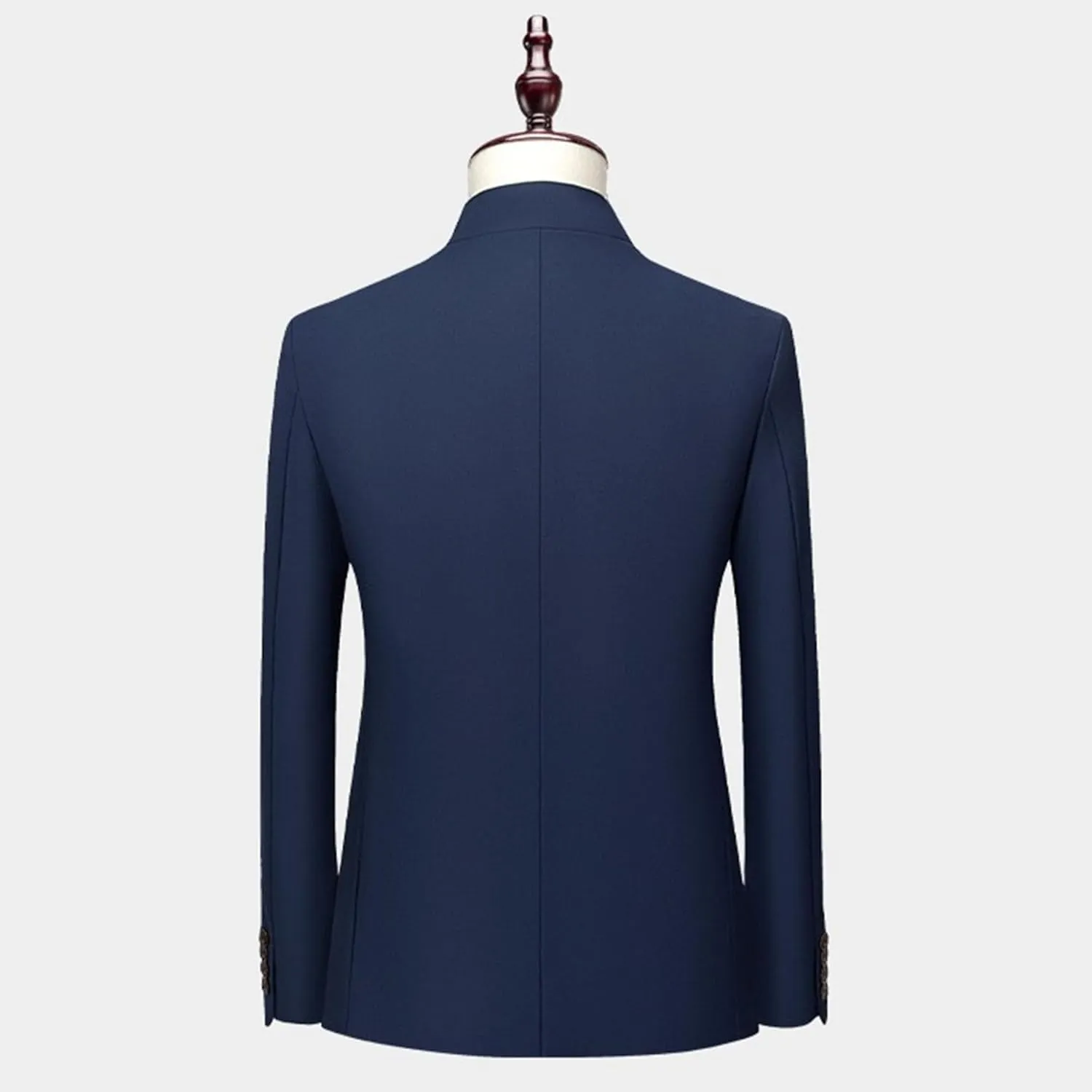 Men's 2 Pieces Chinese Tunic Suit Set Mandarin Collar Blazer Jacket Pants Sets Slim Fit Stand Collar Uniform Dress