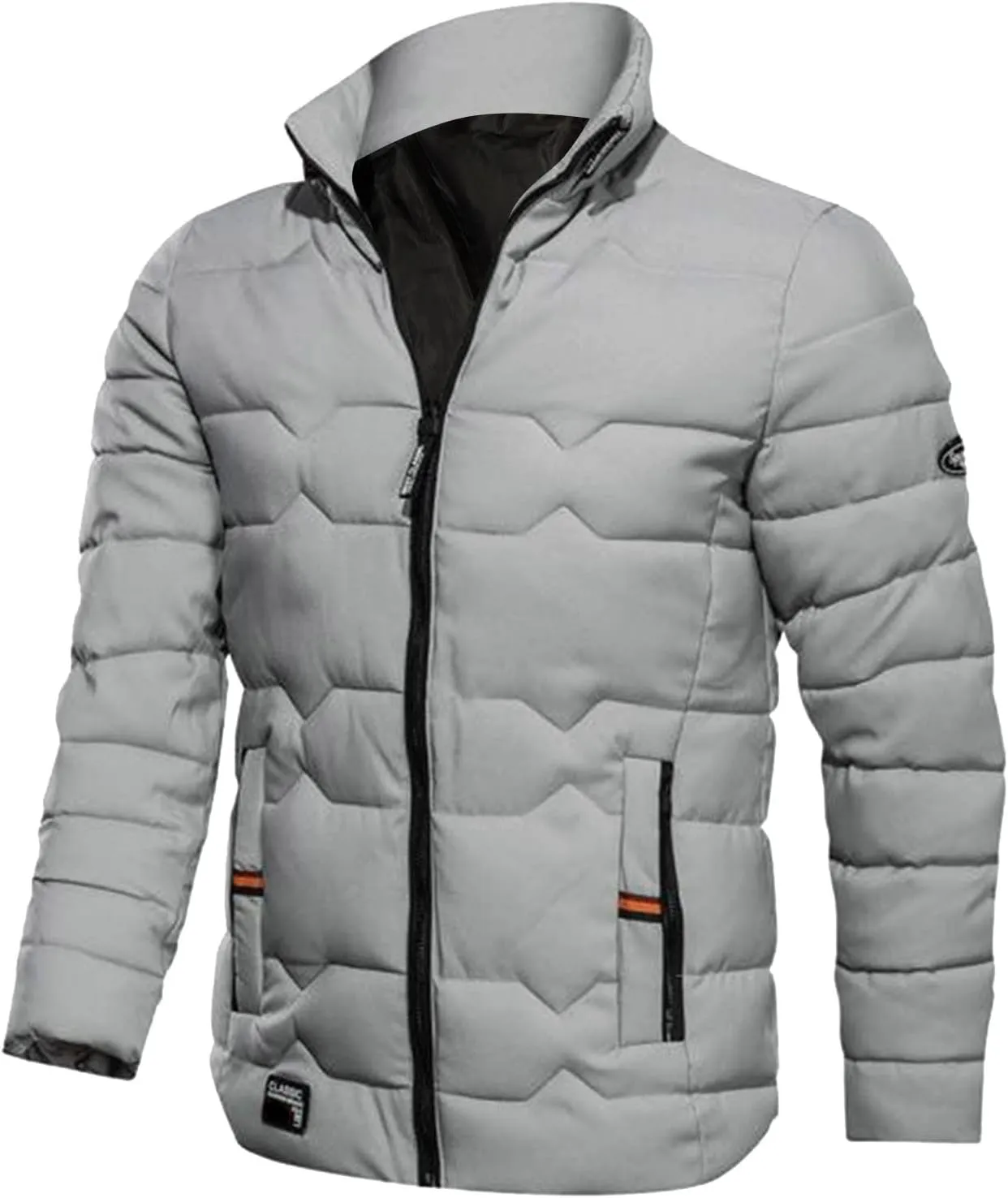 Mens Autumn And Winter Fashion Casual Collar Solid Color Padded Warm Cotton Coat Cotton Mens plus Size Winter