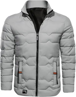 Mens Autumn And Winter Fashion Casual Collar Solid Color Padded Warm Cotton Coat Cotton Mens plus Size Winter
