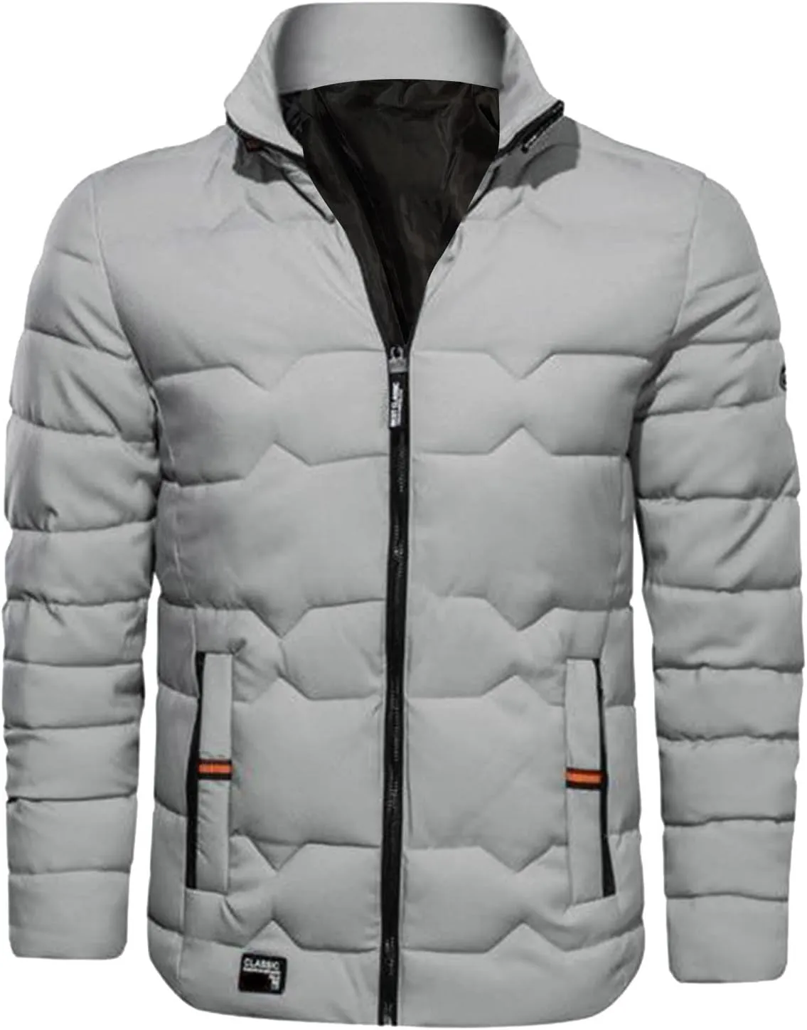 Mens Autumn And Winter Fashion Casual Collar Solid Color Padded Warm Cotton Coat Cotton Mens plus Size Winter
