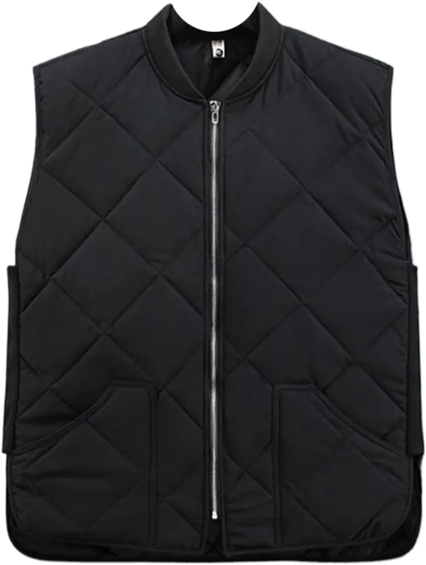 Men's Autumn Winter Warm Vest Sleeveless Jacket Cotton Padded Waistcoat Cargo Work Wear Male Coat
