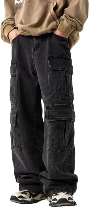 Mens Baggy Jeans Y2k Hip Hop Demin Cargo Pants Grunge Jnco Jeans Loose Fit Cargo Jeans Streetwear
