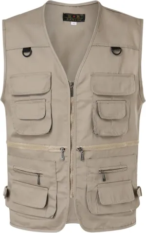 Men's Cargo Utility Vest Breathable Quick Dry Fishing Waistcoat Outdoor Hiking Photographer Jacket with Pockets