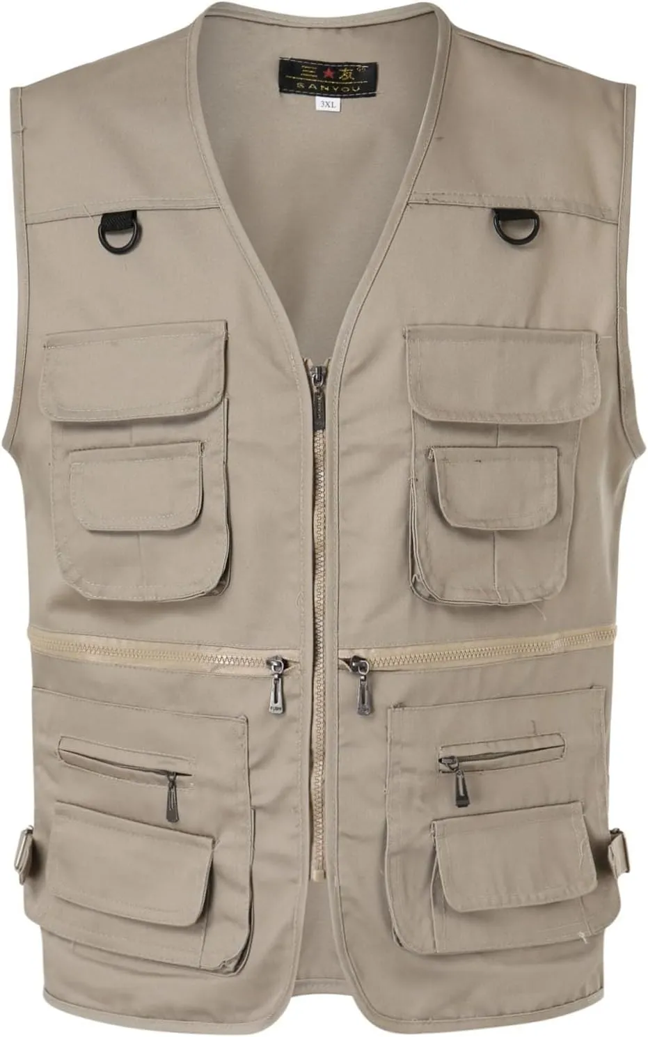 Men's Cargo Utility Vest Breathable Quick Dry Fishing Waistcoat Outdoor Hiking Photographer Jacket with Pockets
