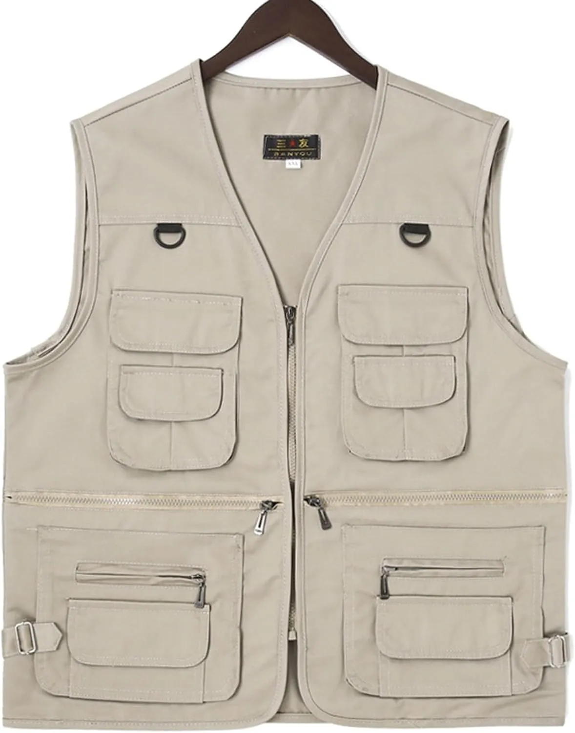 Men's Cargo Utility Vest Breathable Quick Dry Fishing Waistcoat Outdoor Hiking Photographer Jacket with Pockets