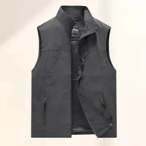 Men's Classic Cargo Vest Lapel Collar Sleeveless Vest Lining with Mesh Breathable Travel Tops Quick Dry Fishing Tops