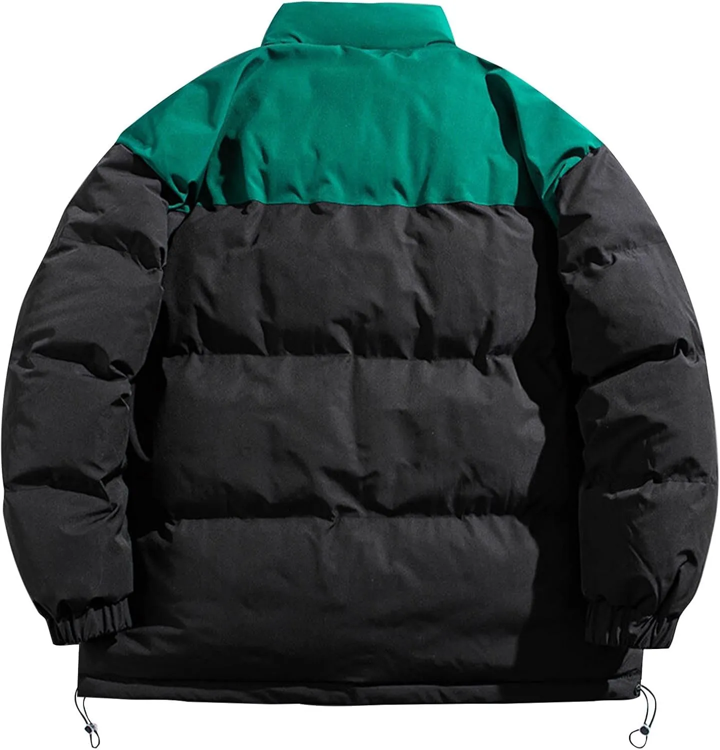 Men's Cotton Padded Winter Thick Warm Loose Patchwork Contrast Color Standing Collar Bread Coat Heavy Winter