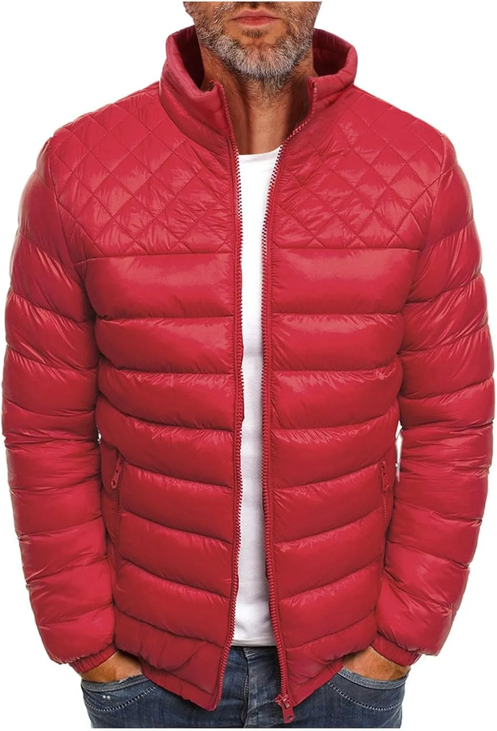 Men'S Down Jackets & Coats Zip Up Puffer Jacket Winter Lightweight Heated Sports Oversized Coats