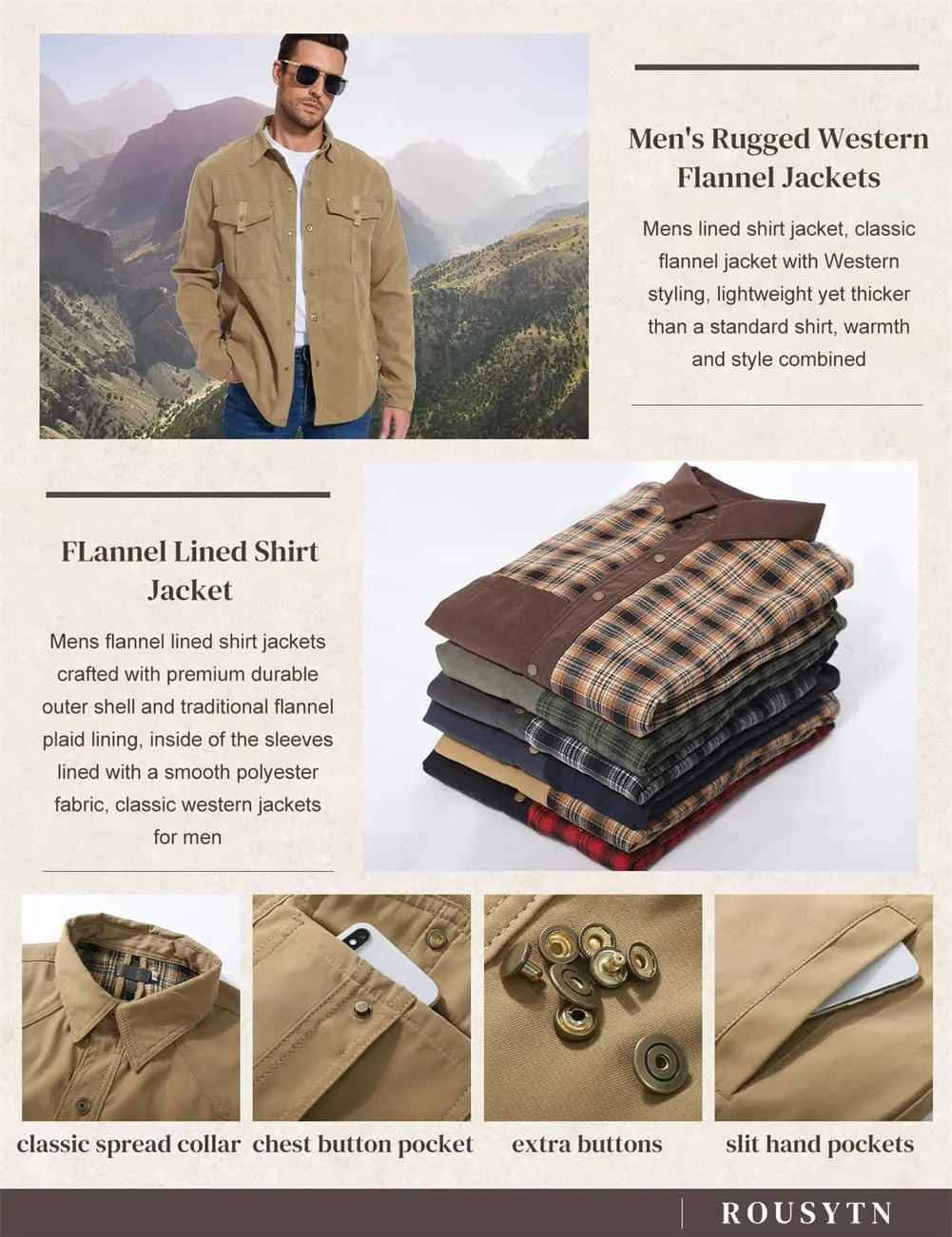 Men's flannel lined shirt jacket Lightweight snap western denim shirt jacket Short coat Vintage snap western jacket