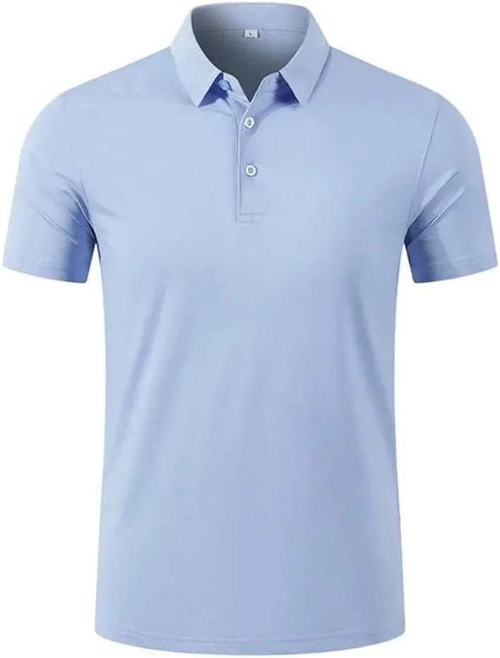 Men's Golf Polo Shirt Quick Dry Soft Golf T-Shirt Summer Top Golf Club Button T-Shirt Polo Shirt