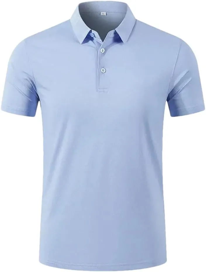 Men's Golf Polo Shirt Quick Dry Soft Golf T-Shirt Summer Top Golf Club Button T-Shirt Polo Shirt
