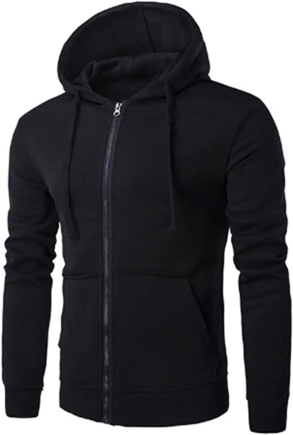 Mens Hoodies Casual Zip Up Outdoor Jackets Long Sleeve Running Workout Coats Trendy Solid Color Outwear With Pocket