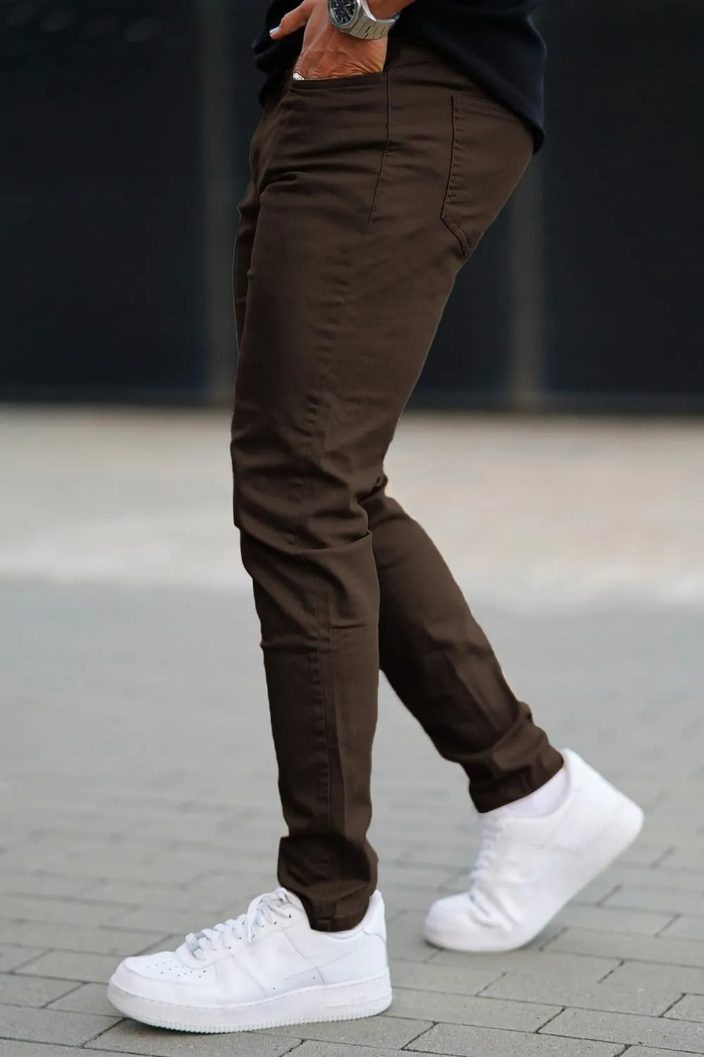 Mens Jeans Skinny Stretch Premium High Rise Colored Jeans Expandable Waist