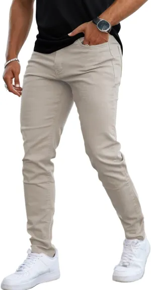 Mens Jeans Skinny Stretch Premium High Rise Colored Jeans Expandable Waist