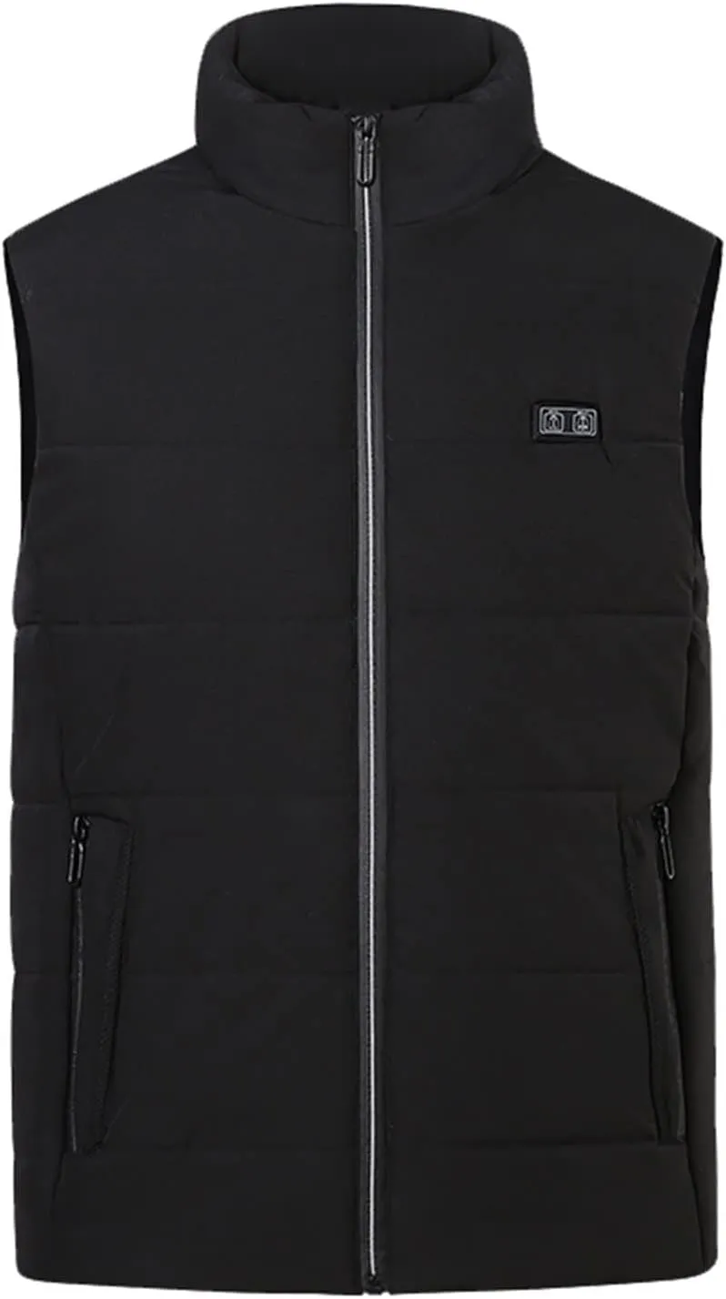 Men's Lightweight Packable Insulated Thick Padded Vest Men Warm Solid Heated Cotton Tops Pocket Casual Packable Padded