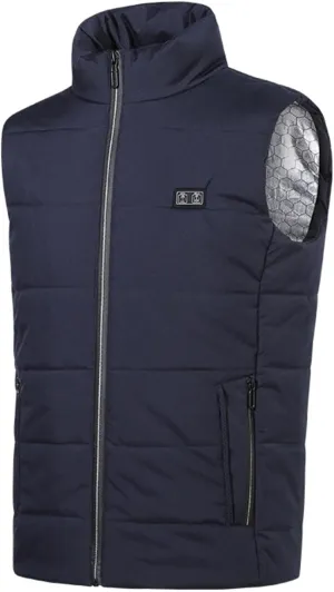 Men's Lightweight Packable Insulated Thick Padded Vest Men Warm Solid Heated Cotton Tops Pocket Casual Packable Padded