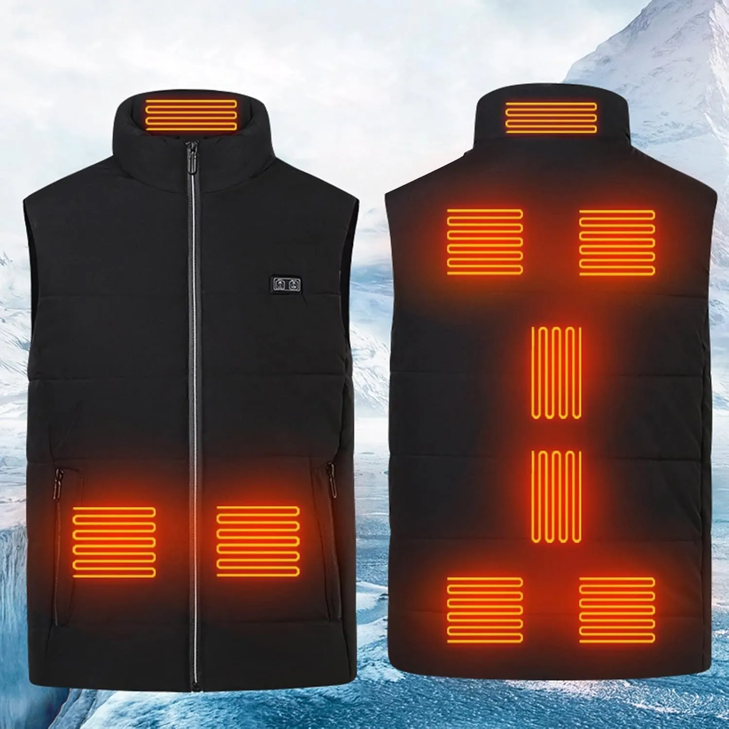 Men's Lightweight Packable Insulated Thick Padded Vest Men Warm Solid Heated Cotton Tops Pocket Casual Packable Padded