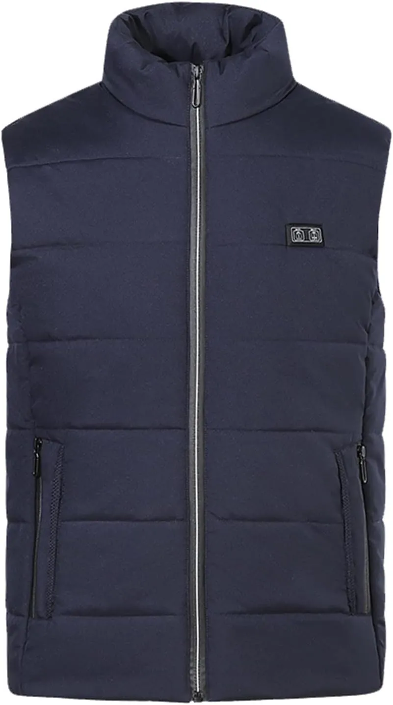 Men's Lightweight Packable Insulated Thick Padded Vest Men Warm Solid Heated Cotton Tops Pocket Casual Packable Padded