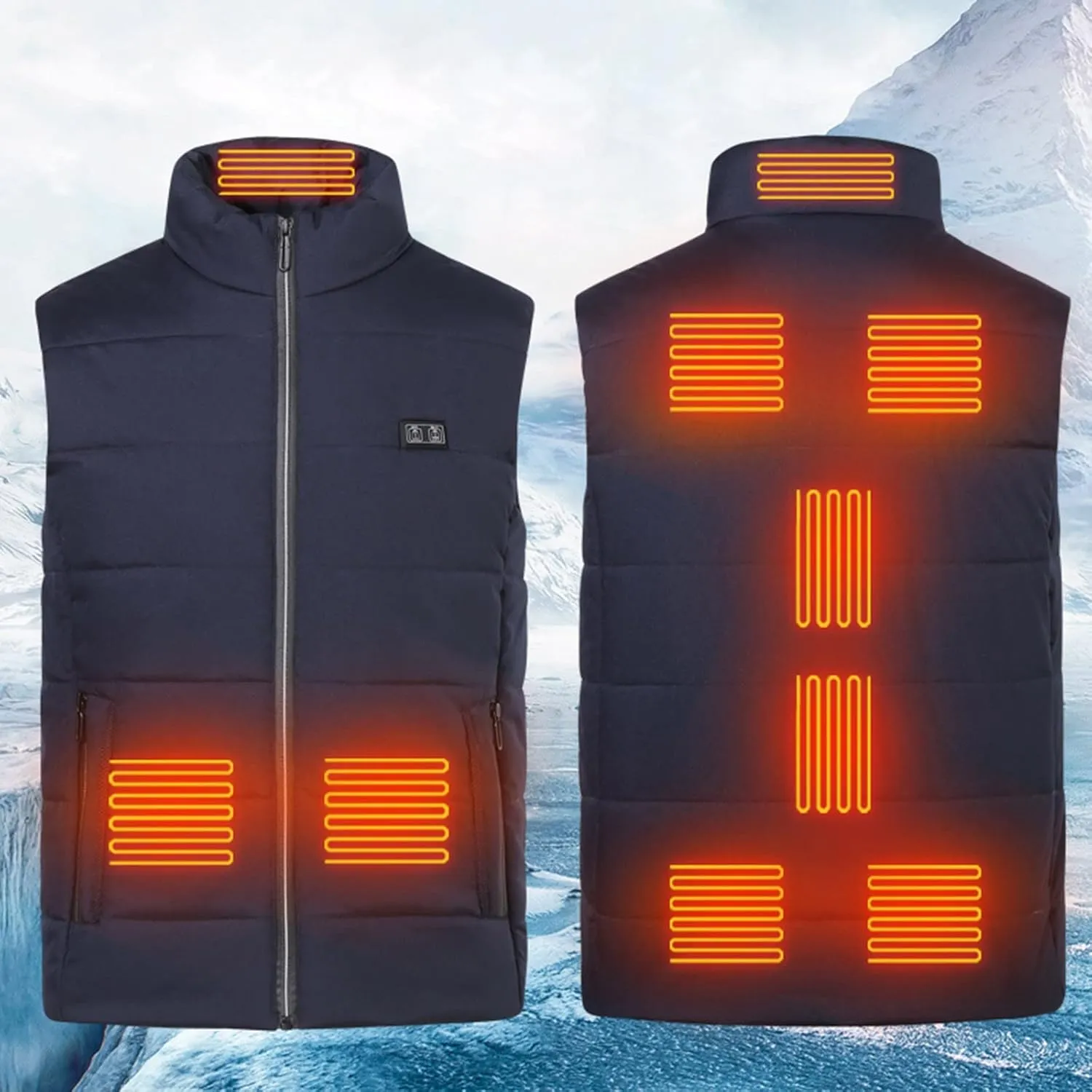 Men's Lightweight Packable Insulated Thick Padded Vest Men Warm Solid Heated Cotton Tops Pocket Casual Packable Padded