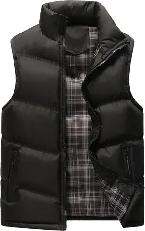 Mens Padded Cotton Vest Winter Outdoor Coat Sleeveless Lightweight Jacket Thick Warm Coat Heavy Jackets for Men
