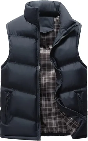 Mens Padded Cotton Vest Winter Outdoor Coat Sleeveless Lightweight Jacket Thick Warm Coat Heavy Jackets for Men