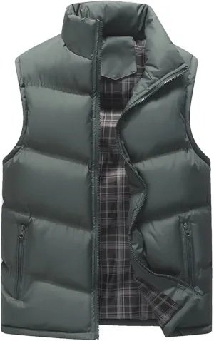 Mens Padded Cotton Vest Winter Outdoor Coat Sleeveless Lightweight Jacket Thick Warm Coat Heavy Jackets for Men
