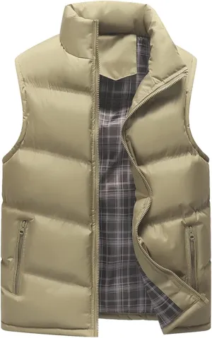Mens Padded Cotton Vest Winter Outdoor Coat Sleeveless Lightweight Jacket Thick Warm Coat Heavy Jackets for Men