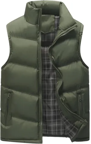 Mens Padded Cotton Vest Winter Outdoor Coat Sleeveless Lightweight Jacket Thick Warm Coat Heavy Jackets for Men
