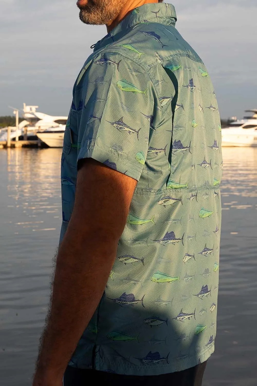 Men's Performance Short Sleeve Button Up Quick Dry Shirt 50  UPF Fishing Shirt