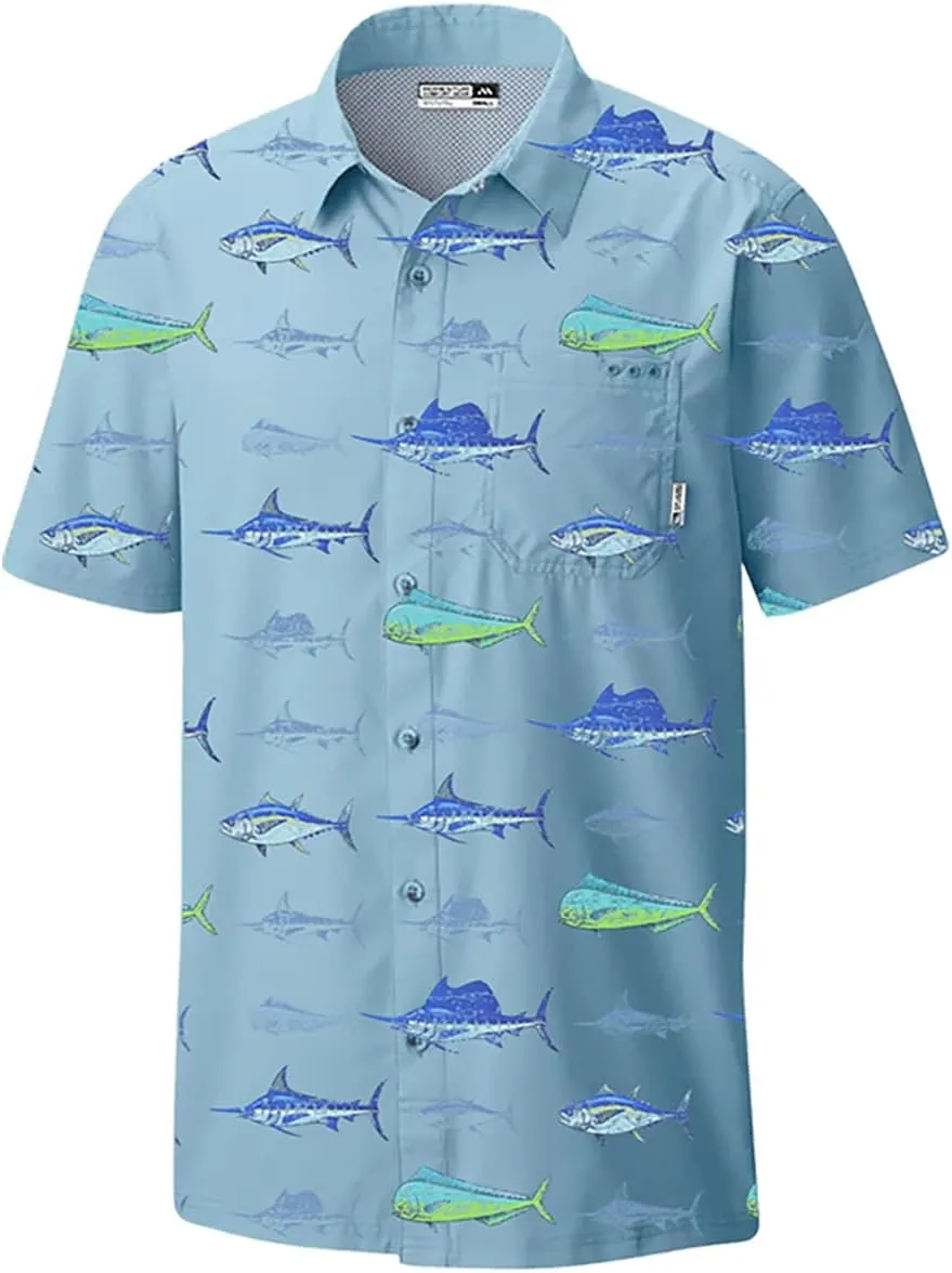 Men's Performance Short Sleeve Button Up Quick Dry Shirt 50  UPF Fishing Shirt